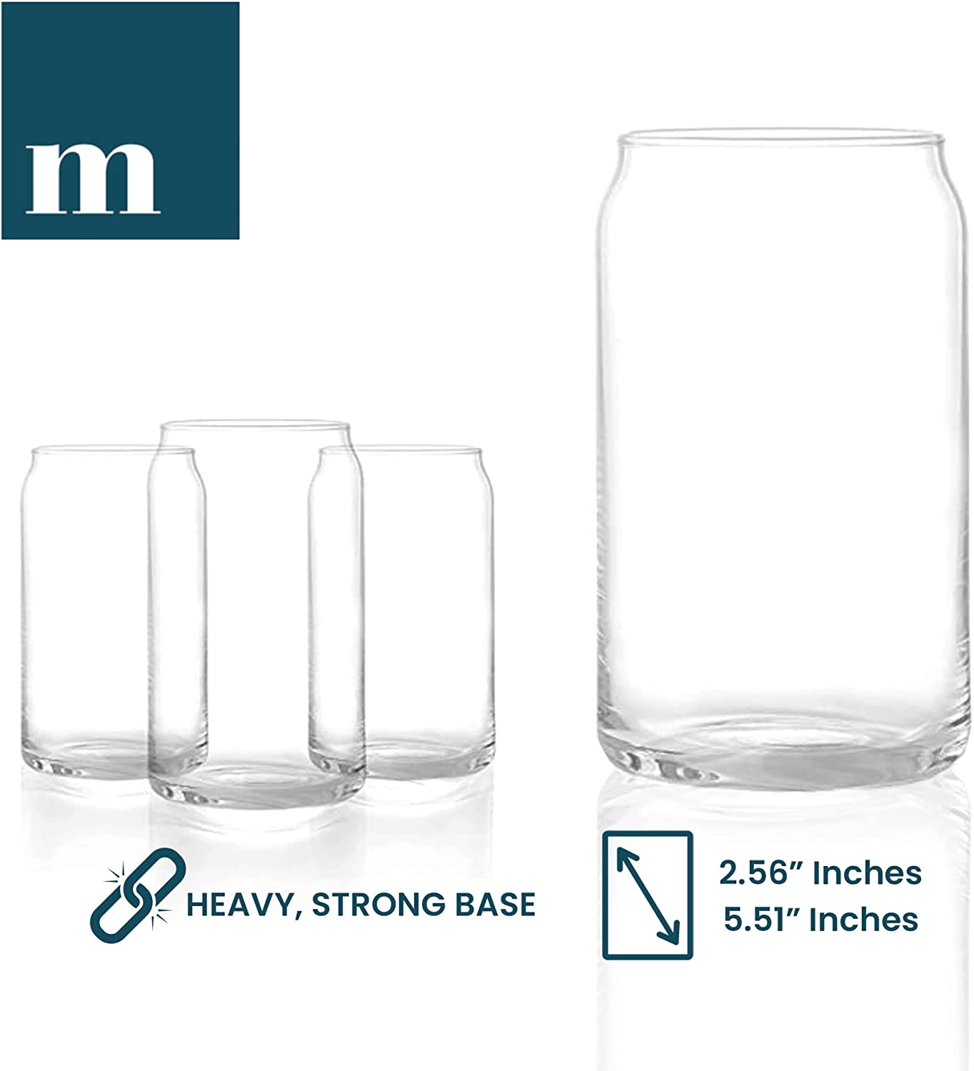 Drinking Glasses 6pc-Can Shaped Glass Cups,16oz Beer – Modvera